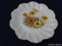 8981 Antik virágdíszes fodrosszélű porcelán tányér