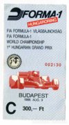 Első Magyar Nagydíj Hungaroring 1986 jegy