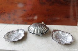 Ezüstözött kagyló formájú kínálók 3 darab