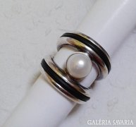 Különleges gyöngy-kaucsuk ezüst gyűrű!