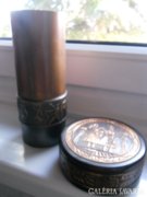 Red copper vase and bonbon box
