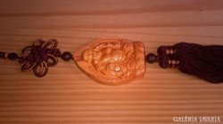Faragott fa Buddha amulett, függő