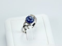 Valódi  kék zafír gyűrű aranyozott ezüst 925