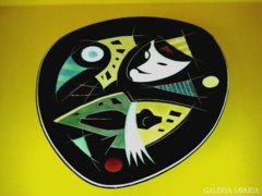 Art Deco mintázatú fali tál tányér
