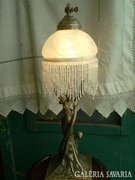 Szecessziós asztali lámpa gyöngyös burával