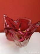 Csodálatos dekoratív nehéz üveg , vastag üveg váza