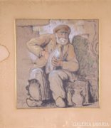 Unknown French artist: breadbreaker beggar, 1913