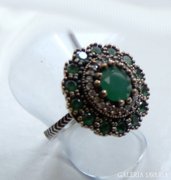 Smaragd és topáz köves gyűrű, autentikus török ékszer