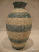 Jelzett repesztett mázas retro kerámia váza