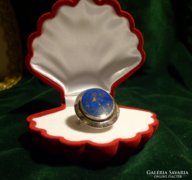 Hatalmas lápisz lazulit köves ezüst gyűrű