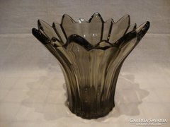 Art Deco dögnehéz füstszínű üveg váza