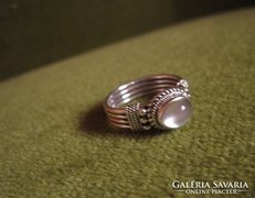 Filigrán holdkő ezüst gyűrű - 1,9 cm