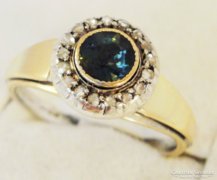 Arany eljegyzési gyűrű valódi smaragddal és gyémánttal (294)