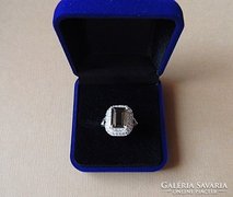 Füstkvarc köves ezüst koktélgyűrű  - 1,8 cm