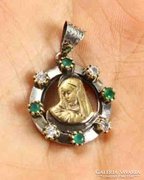 Topáz-smaragd Mária ezüst medál