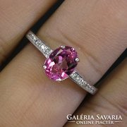 100% valódi rózsaszín topáz szoliter gyűrű 2CT