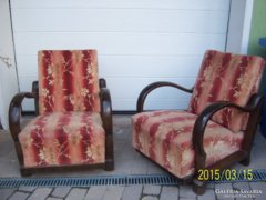 Antik art deco hajlított karfás fotel