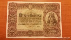 *** Gyönyörű 1920-as ropogós 5000 korona ***
