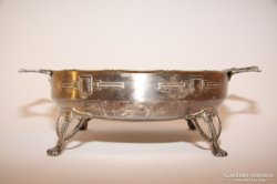 Fruit bowl in silver-plated center with an angel holding a bouquet of flowers