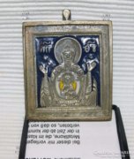 Szűz Mária Régi Orosz Ortodox Bronz Ikon