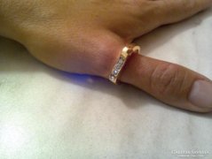 Gold filled 10K fehér köves gyűrű szögletes