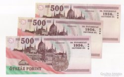 500 Forint 3 db sorszámkövető 2006 T:1