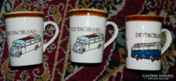 English Staffordshire German driver mugs set of 3