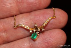 Antik 18K arany smaragd és brilliáns nyaklánc