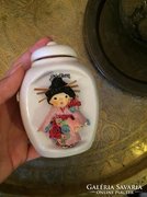 Cute Porcelain Geisha Embossed Storage Container