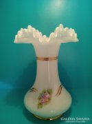 Now at a discounted price, but very much!! Antique gilded milk glass vase with ruffled edges