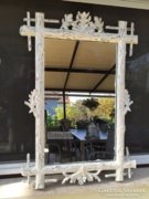 Provence bútor, fehér antikolt tükör farönkös. 