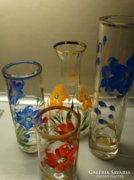 Retro hand painted glass vases, 4 pcs