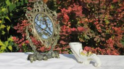 Asztali kis tükör , billenős , állványos ,barokk stílus