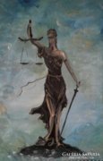 Jusztícia, Justitia Istennő festmény 30*42 cm