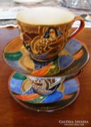 2 db kávés csésze + alj keleti antik satsuma porcelán
