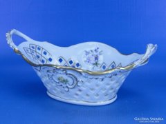 0D492 Old German Pierced PMP Porcelain Basket