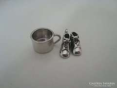 Bébi cipő és bébi bögre ezüst medál/zsuzsu