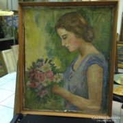 Hölgy virágcsokorral - Mannheim Róza (1878-1965)