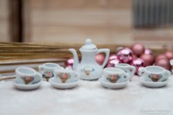 Pici porcelán teáskészlet babaházi kellék miniatűr baba kész