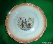 Zsolnay lüsztermázas, gésa mintás nagy tányér, 24 cm