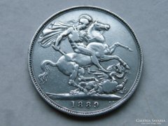 Ap 124 - 1889 Viktória Királynő Ezüst 1 korona Angol /crown/