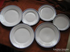 6 db Zsolnay kék csíkos tányér
