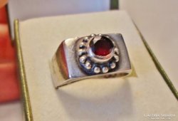 Gyönyörű antik art deco gránátköves ezüstgyűrű