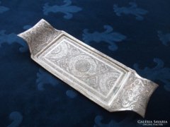 Isfahan Persian antique silver inlaid tray