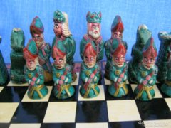 Kerámia sakk készlet inka spanyol bábuk
