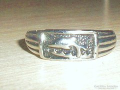 Ugró Delfin régi ötvös Tibeti ezüst etnikai gyűrű