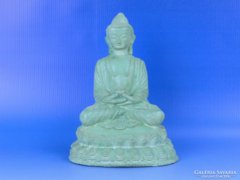0D402 Keleti ülő Buddha zöld színű szobor