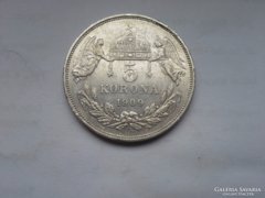 Ezüst 5 korona 1909 magyar KB szép db