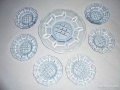 Antik halványkék üveg süteményes tányér készlet - 6 személy