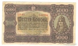5000 korona 1923 Magyar Pénzjegynyomda